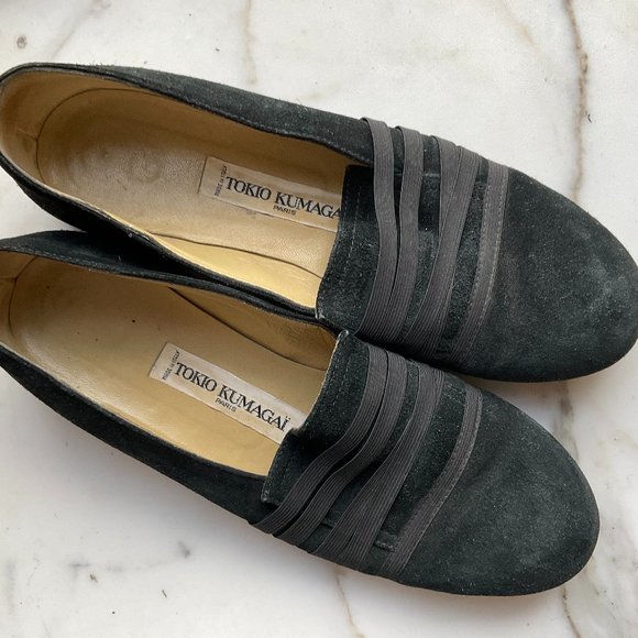 vintage TOKIO KUMAGAI Black Suede Pull On Loafers - Picture 3 of 6
